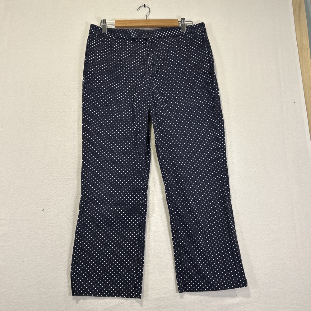 Ralph Lauren Polo Jeans Co Womens 12 Blue Polka Dot Straight Leg Pants 25 Inseam